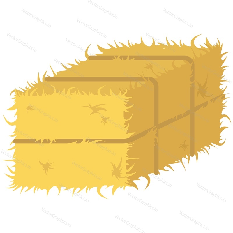 Hay bale stack flat vector. Dried haystack, farming haymow bale hayloft, agricultural rural haycock. Straw isolated on white background