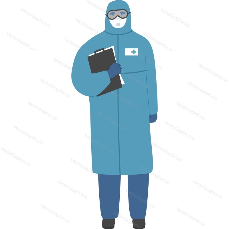 Sanitation inspector in protective wear vector icon isolated on white background