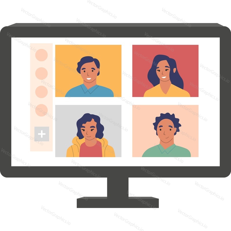 Videoconferencing chat vector icon isolated on white background