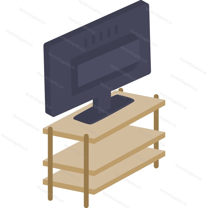Телевизор на столе векторная иконка, изолированная на белом фоне