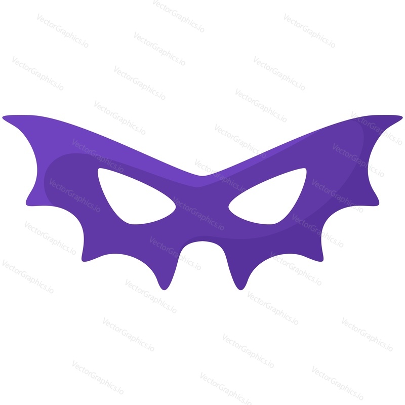 Bat face carnival mask photo booth accessory vector. Superhero eye masque for halloween masquerade or birthday party photobooth costume isolated on white background