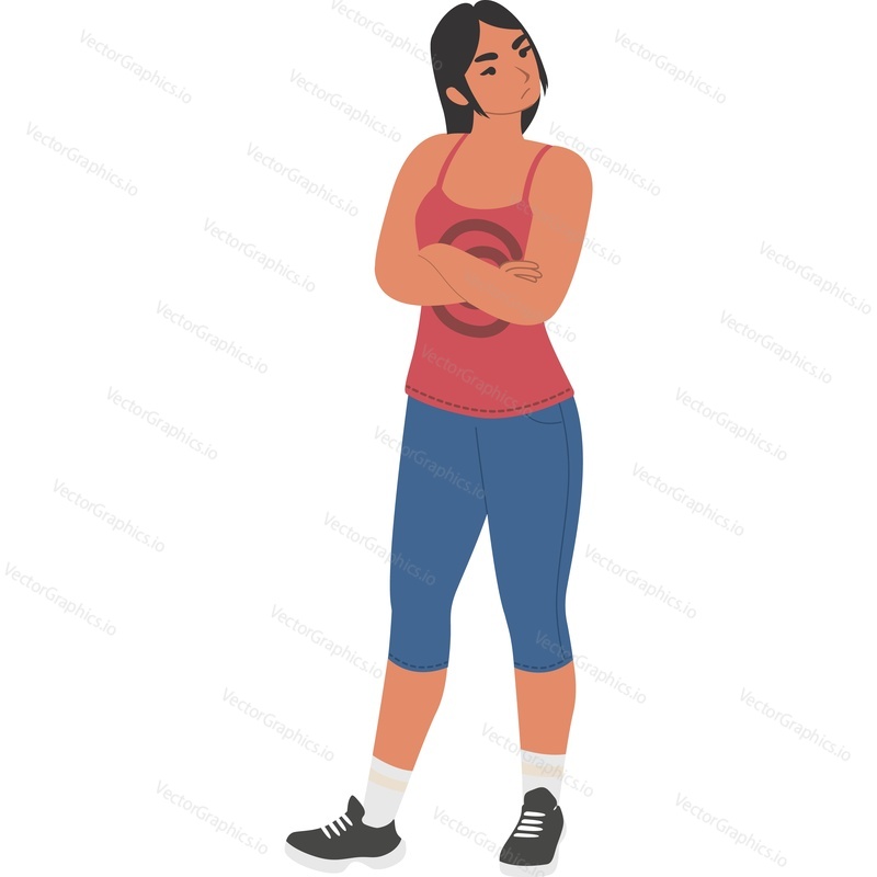 Dissatisfied woman frowning vector icon isolated on white background