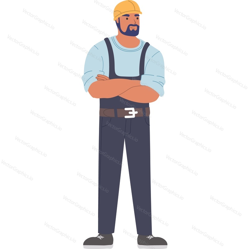 Man builder character vector icon isolated on white background.