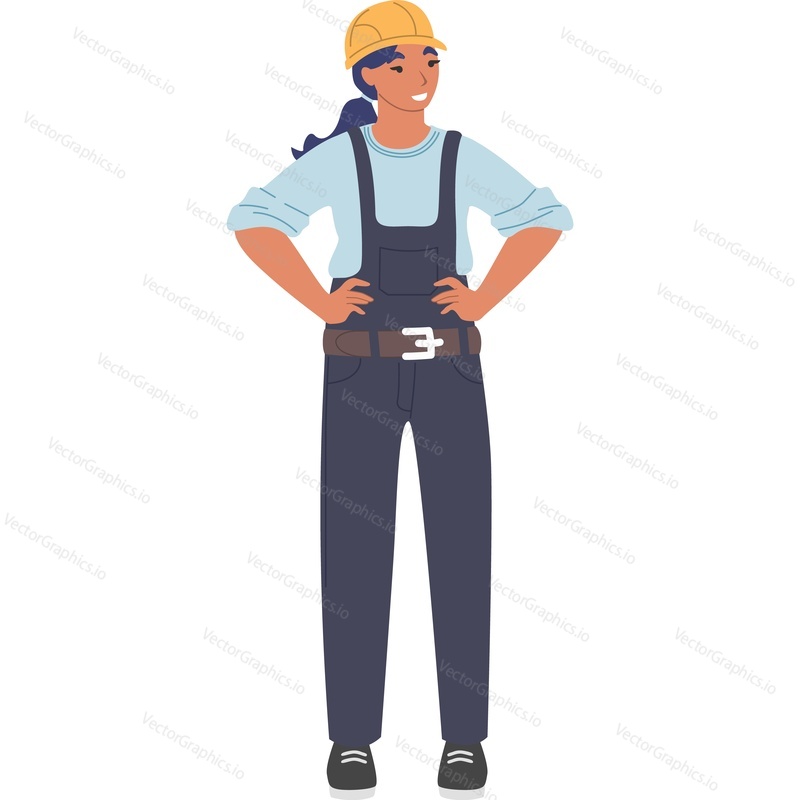 Woman builder character vector icon isolated on white background.