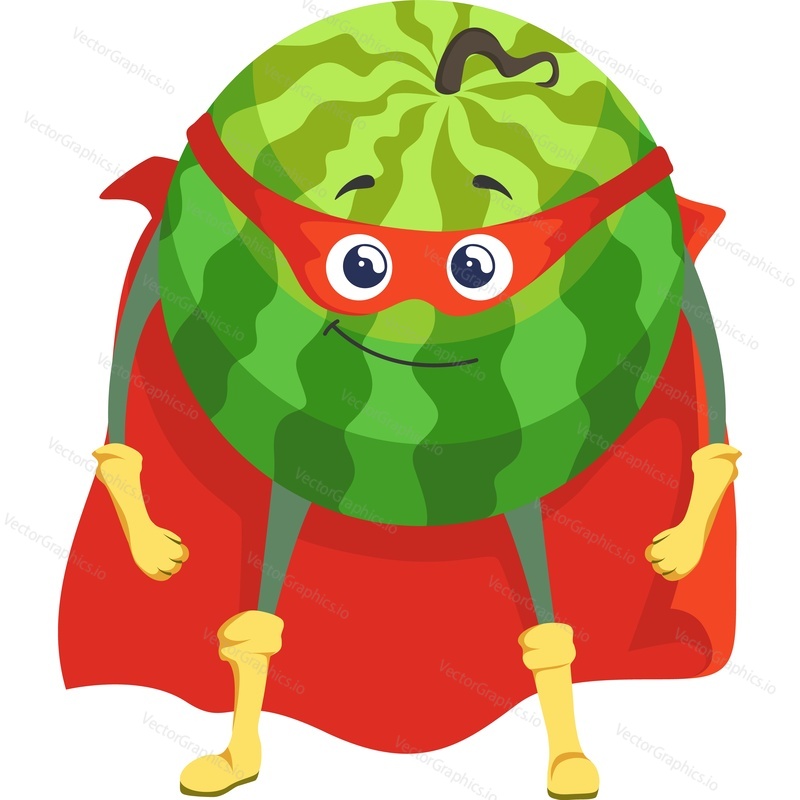 Watermelon superhero character vector icon isolated on white background.