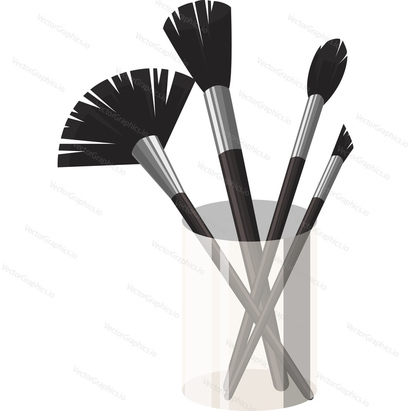 Makeup brush kit vector icon isolated on white background