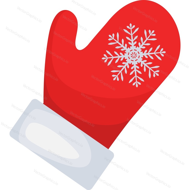 Красная векторная иконка варежки Санта-Клауса, изолированная на белом фоне.