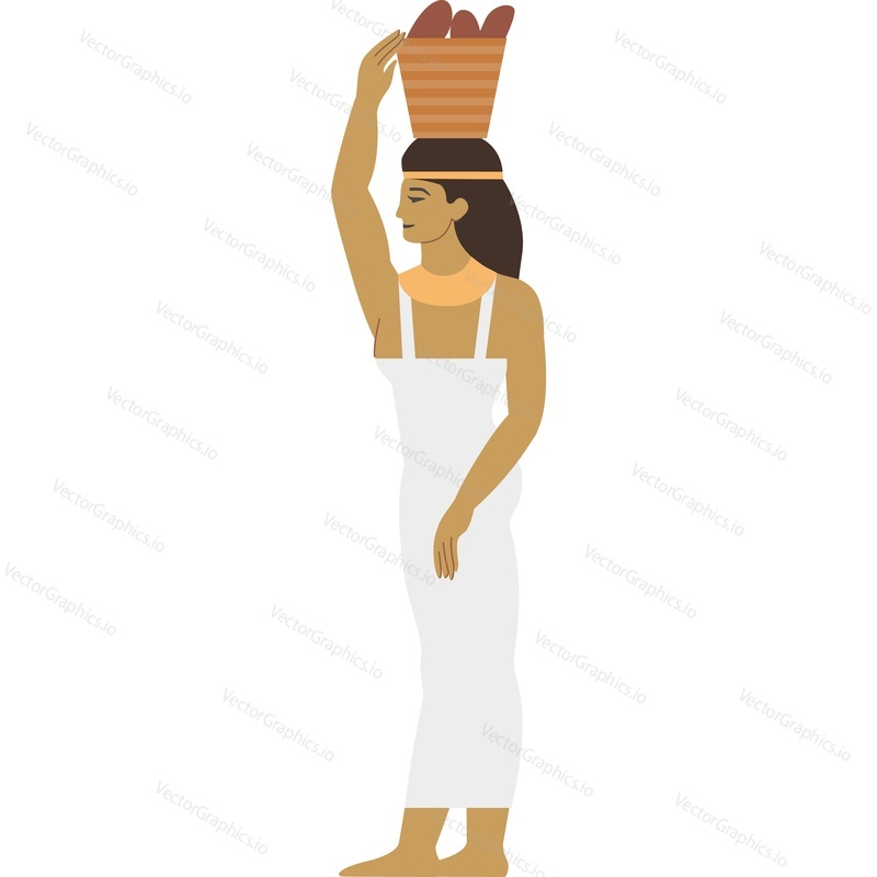 Векторная иконка древнеегипетской крестьянки-пекаря, изолированная на белом фоне, иерархия в концепции Египта.