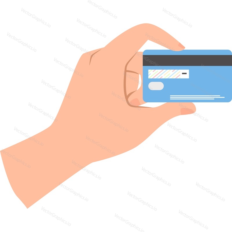 Рука, держащая векторную иконку банковской кредитной карты, изолированную на белом фоне