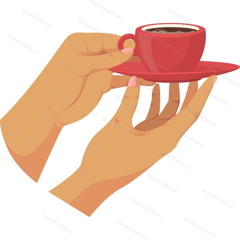 Hand with aroma espresso vector icon isolated on white background