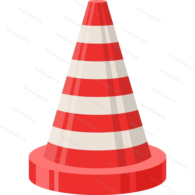 Red cone firefighter equipment vector icon isolated on white background