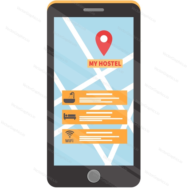 Hostel booking mobile application vector icon isolated on white background