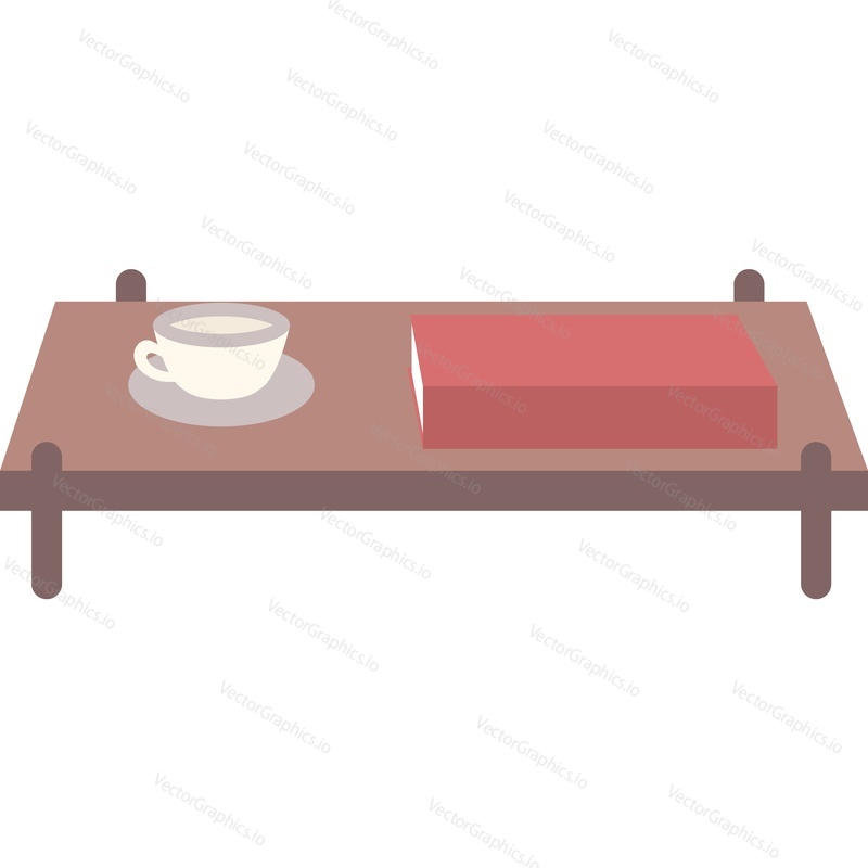 Coffee-table with book and cup vector icon isolated on white background.