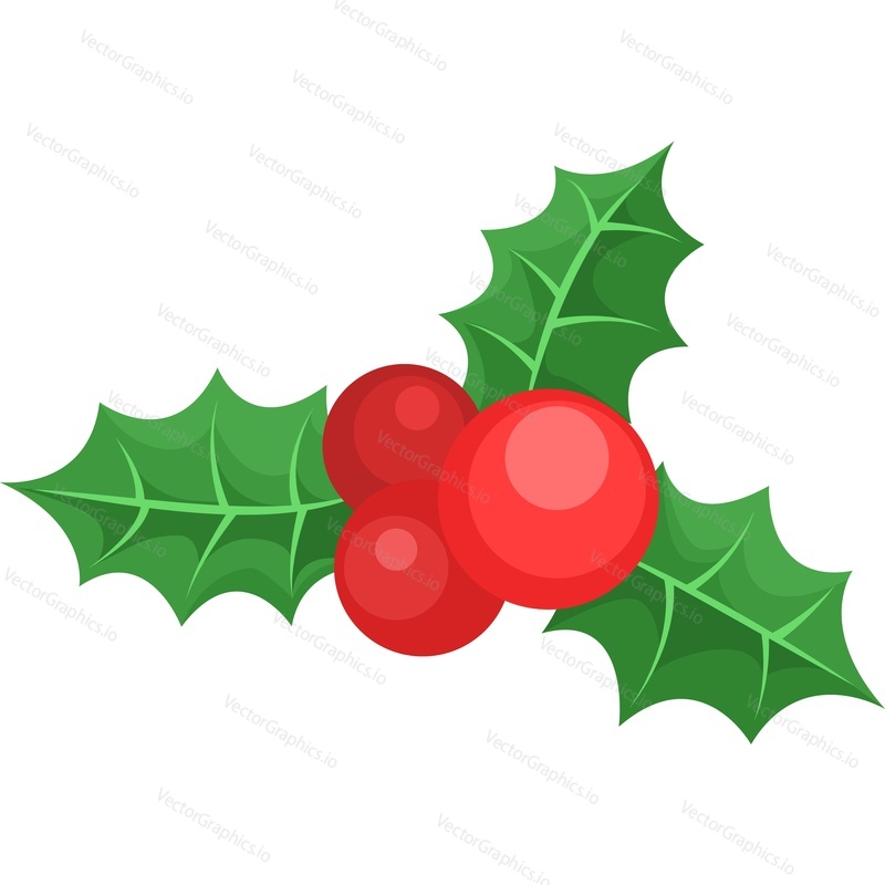 Christmas mistletoe tree wreath vector icon isolated on white background.