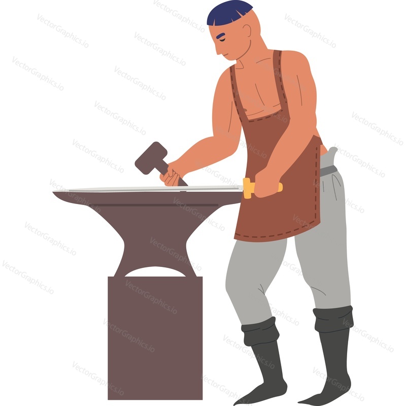 Medieval blacksmith vector icon isolated on white background.