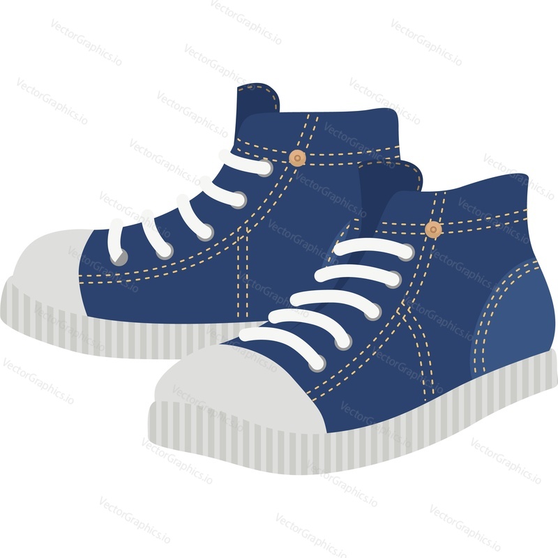 Women denim pair of sneakers vector icon isolated on white background.