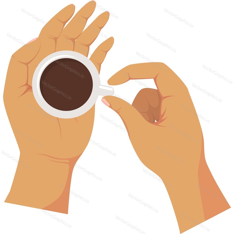 Hand with espresso cup vector icon isolated on white background