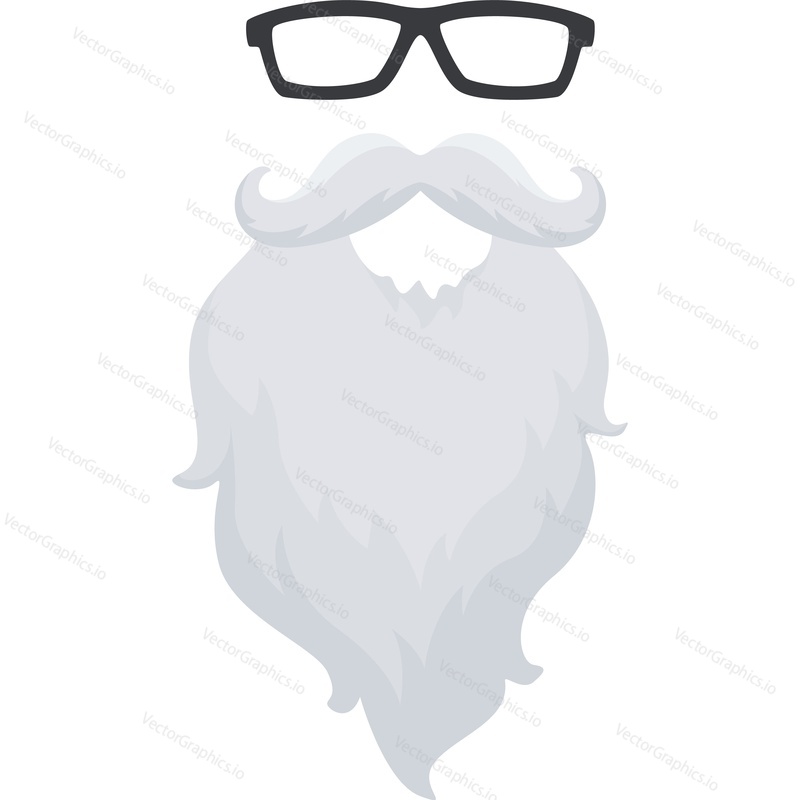 Beard and glasses face mask for Christmas and New Year party celebration vector icon isolated on white background.