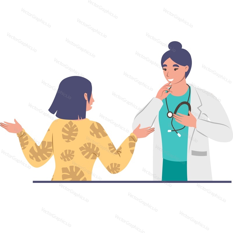Woman at doctor appointment vector icon isolated on white background