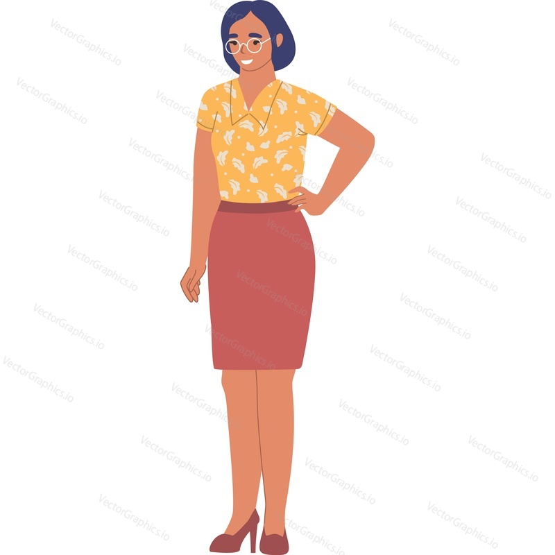 Woman secretary, engineer or office worker vector icon isolated on white background.