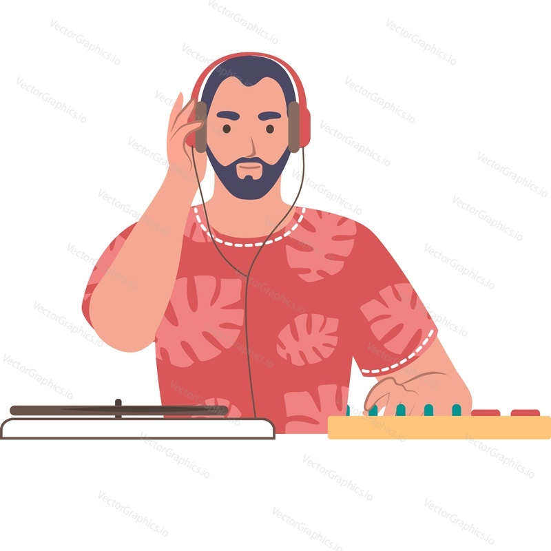 Sound engineer mixing tracks vector icon isolated on white background