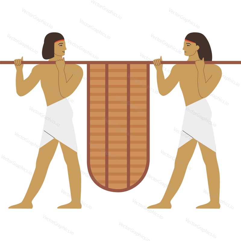 Векторная иконка древнеегипетских носильщиков, изолированная на белом фоне, иерархия в концепции Египта.