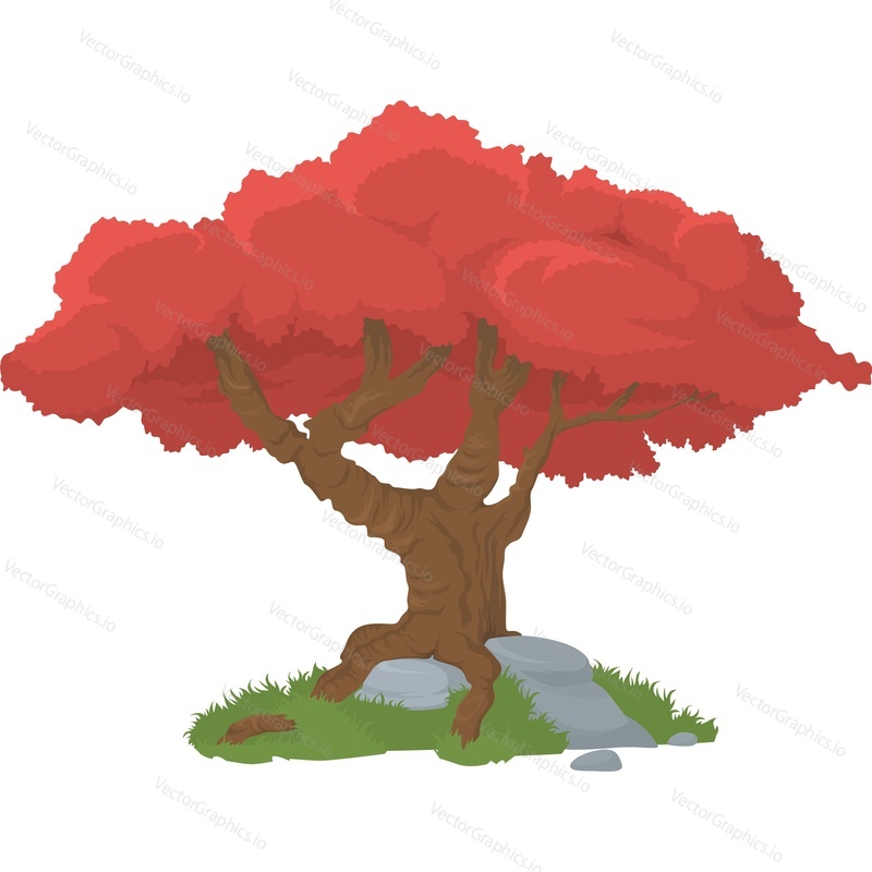 Autumn fall tree vector icon isolated on white background