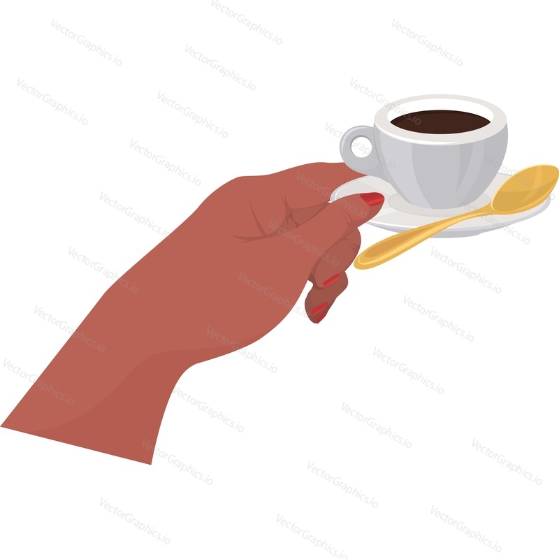 Hand with morning espresso vector icon isolated on white background