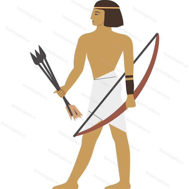 Векторный значок древнеегипетского лучника, изолированный на белом фоне, иерархия в концепции Египта.