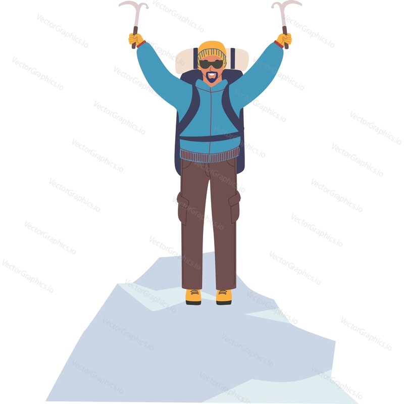 Man climber character vector icon isolated on white background.