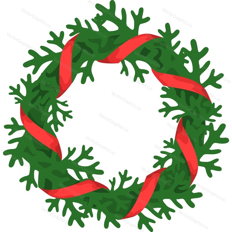 Christmas wreath vector icon isolated on white background.