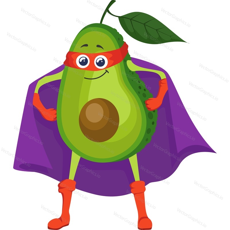 Avocado superhero character vector icon isolated on white background.