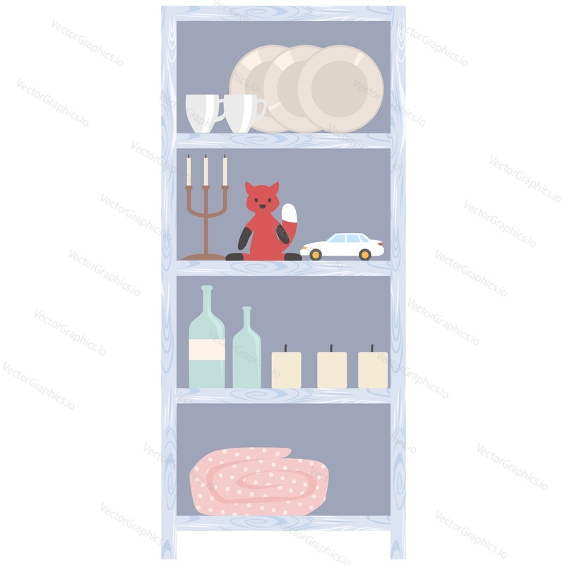 Cupboard with vintage things for garage sale vector icon isolated on white background