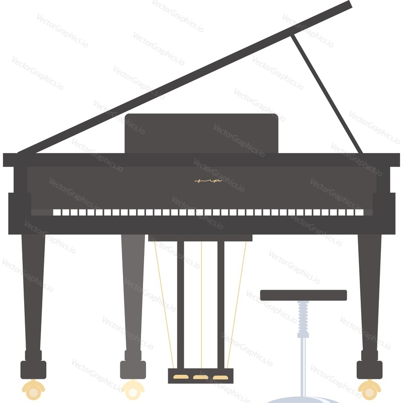 Векторный значок старинного фортепианного музыкального инструмента, изолированный на белом фоне