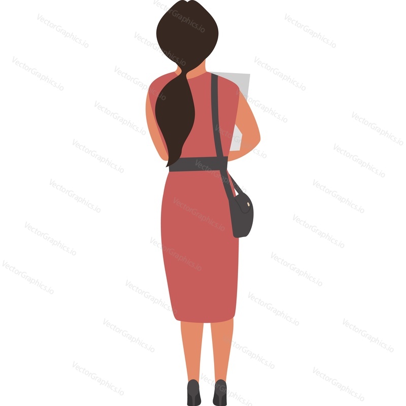 Businesswoman back view vector icon isolated on white background