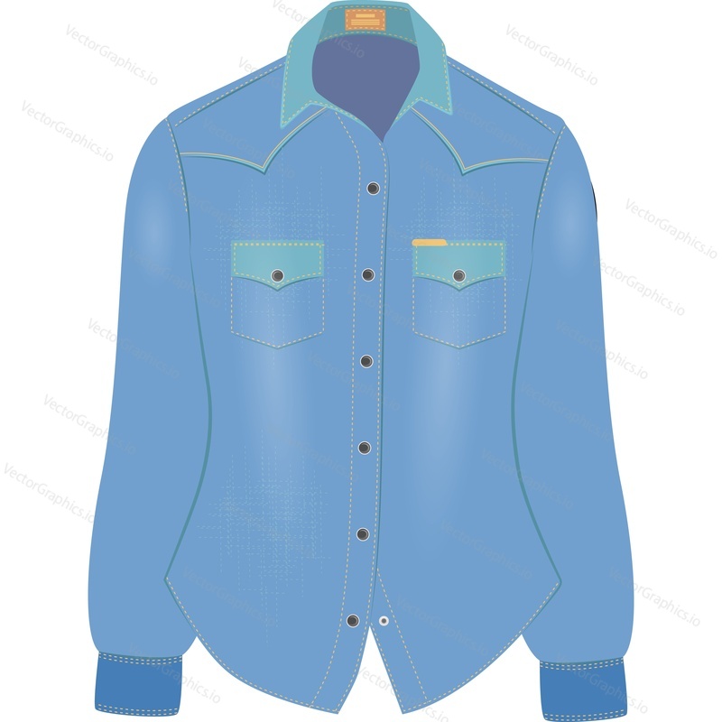 Woman denim long sleeve shirt vector icon isolated on white background.