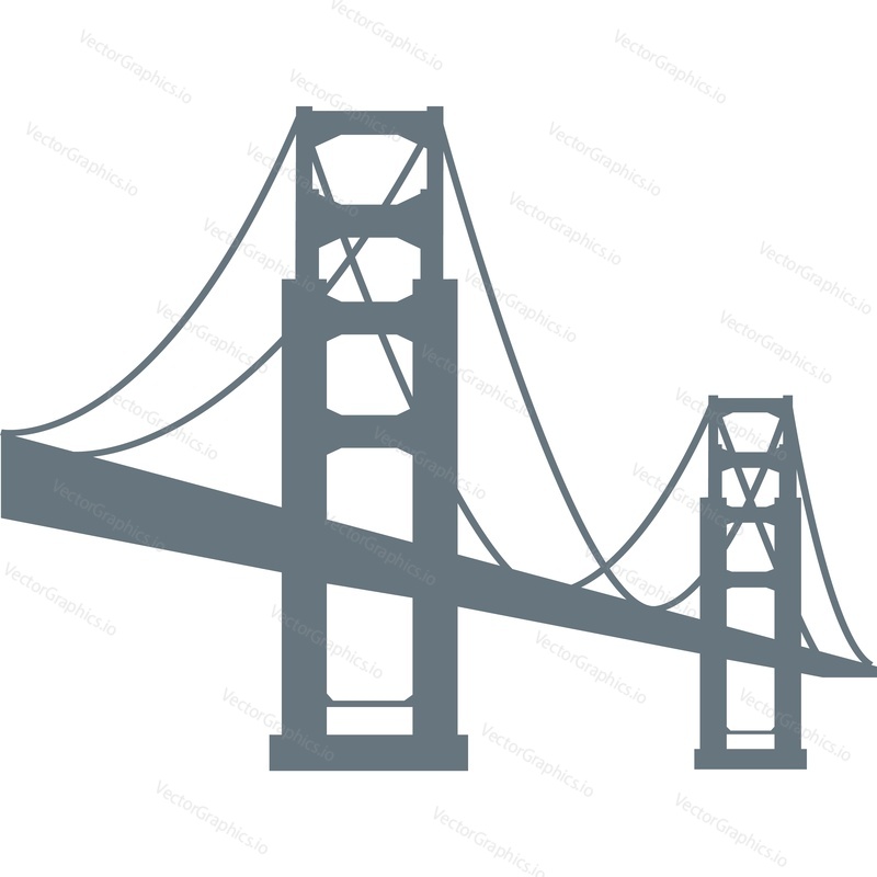 City bridge silhouette over river vector icon isolated on white background