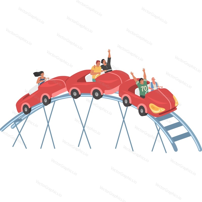 People on roller coaster vector icon isolated on white background