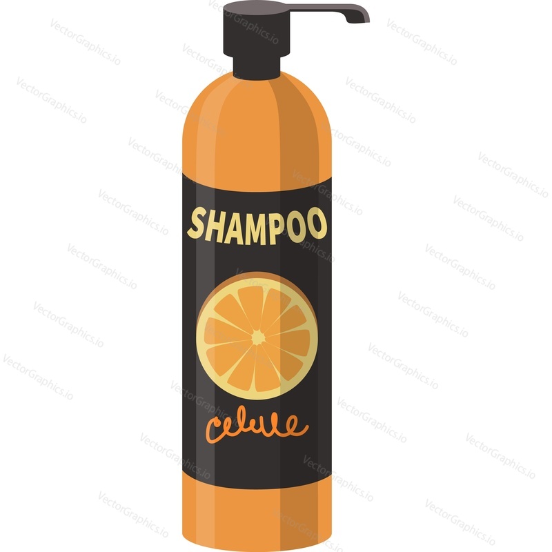 Shampoo with orange essence vector icon isolated on white background