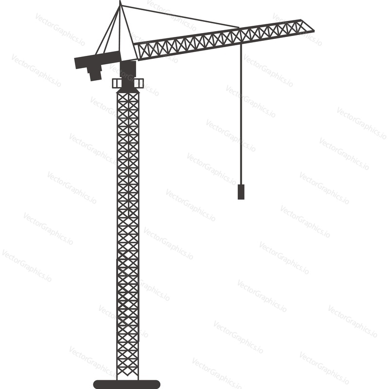 Construction crane vector icon isolated on white background.