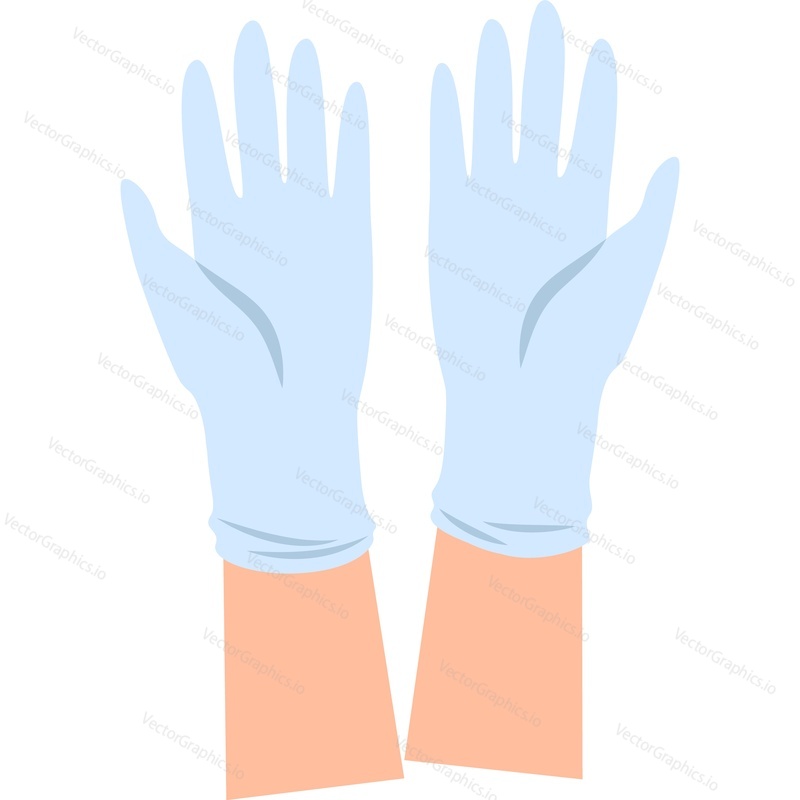 Hands wearing protective medical gloves vector icon isolated on white background