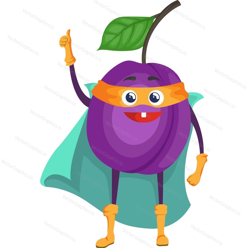 Plum superhero character vector icon isolated on white background.