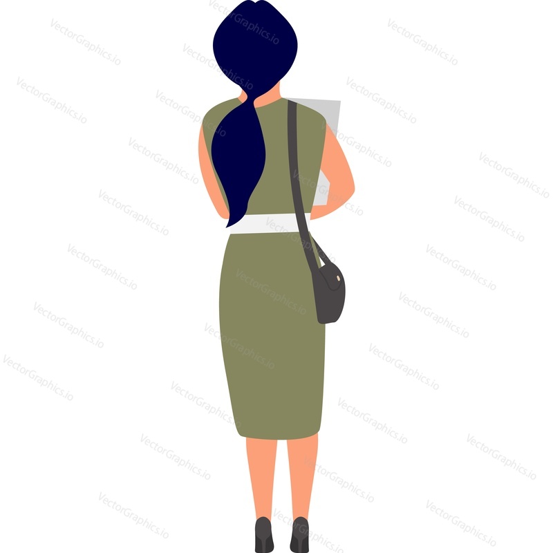Elegant woman back view vector icon isolated on white background. Viral pandemic concept.