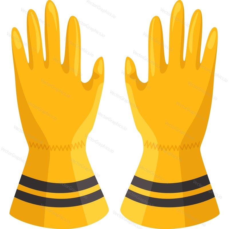 Firefighter rubber gloves vector icon isolated on white background