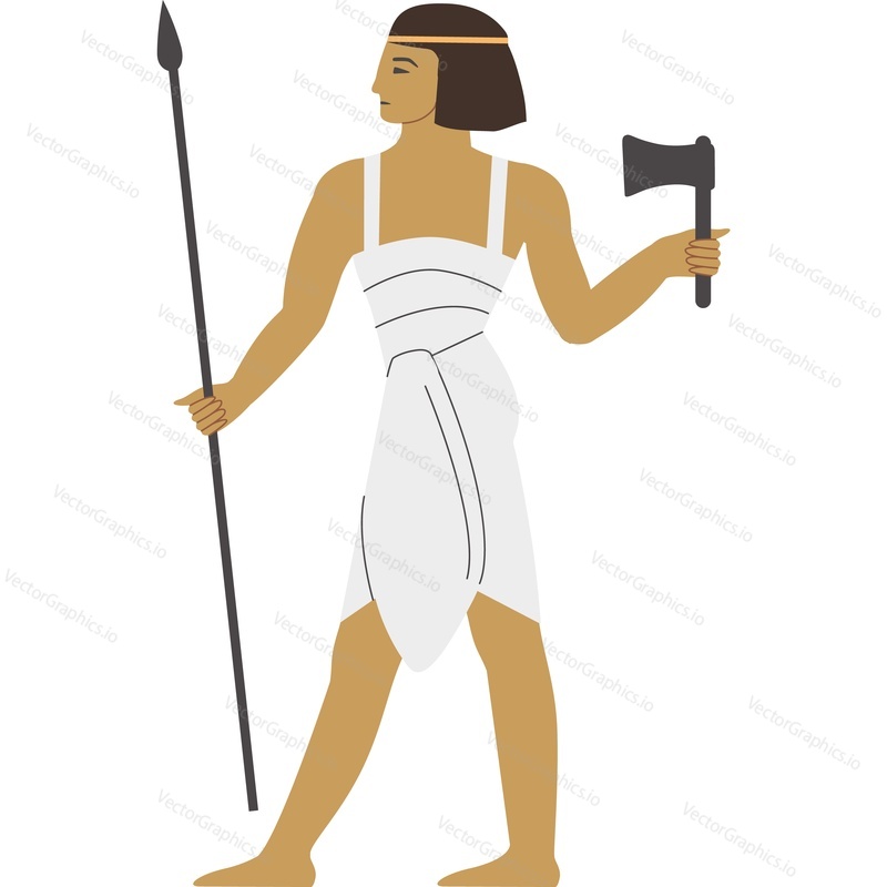 Ancient Egyptian hunter vector icon isolated on white background hierarchy in Egypt concept.