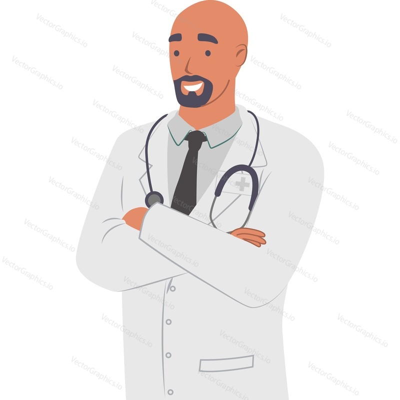 Smiling man doctor portrait vector icon isolated on white background