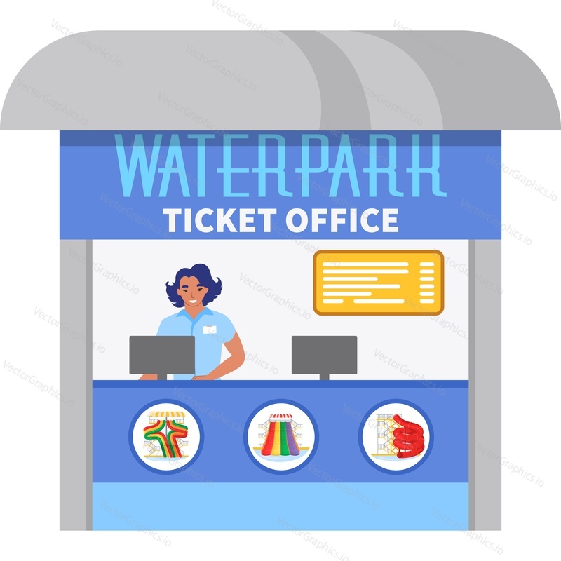 Water park ticket office vector icon isolated on white background