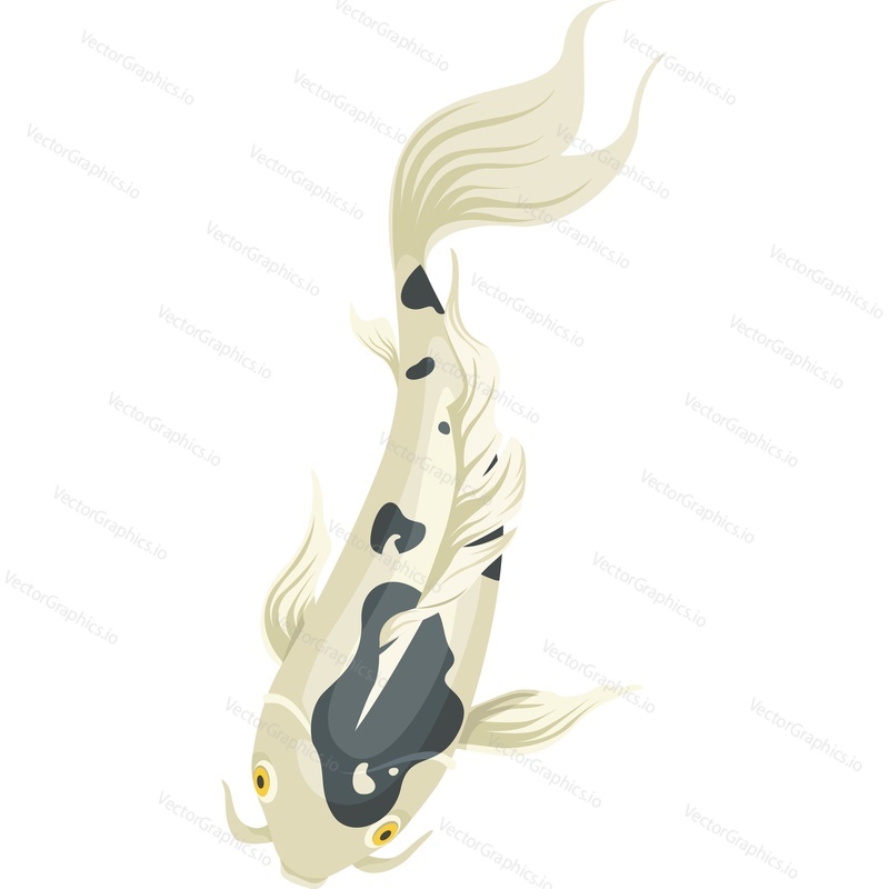 black dot spotted koi fish vector icon isolated on white background.