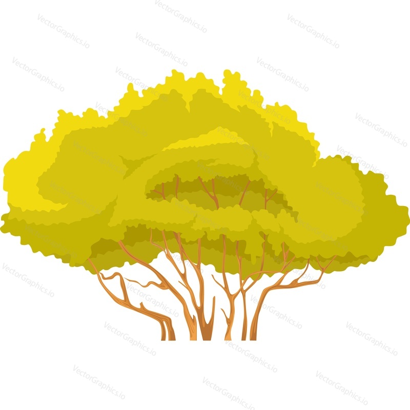 Lush autumn bush vector icon isolated on white background