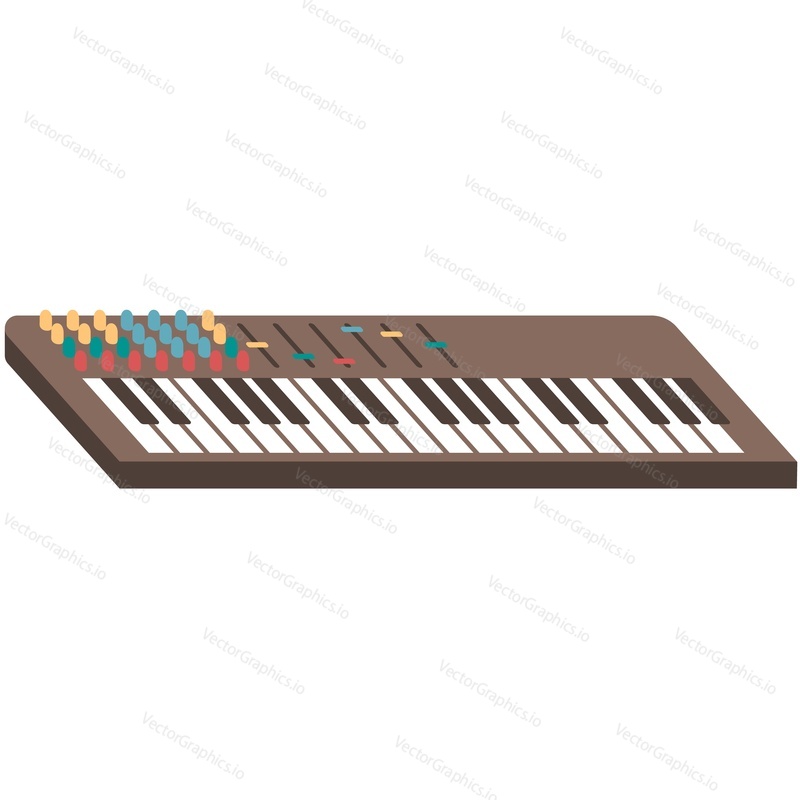 Synthesizer keyboard vector icon isolated on white background